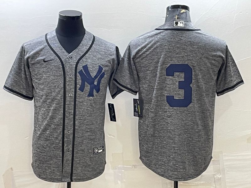 Men New York Yankees #3 No Name Grey hemp ash Nike 2022 MLB Jerseys